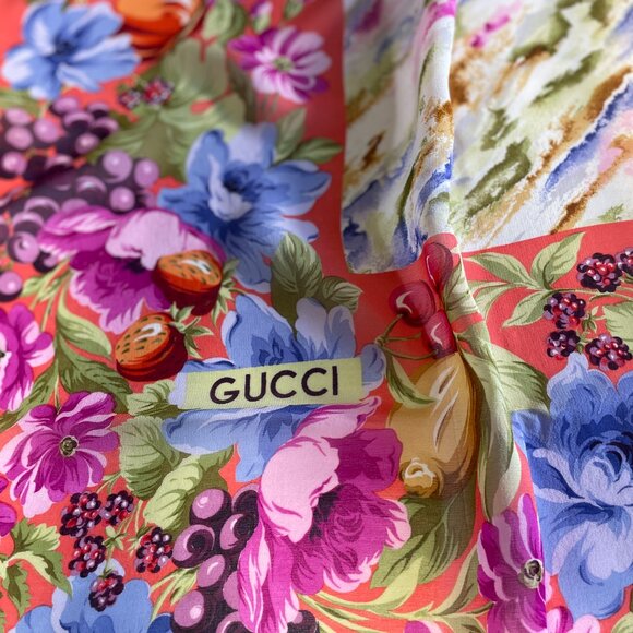 Gucci Oversized Silk Chiffon Shawl Wrap Oversized Scarf EUC